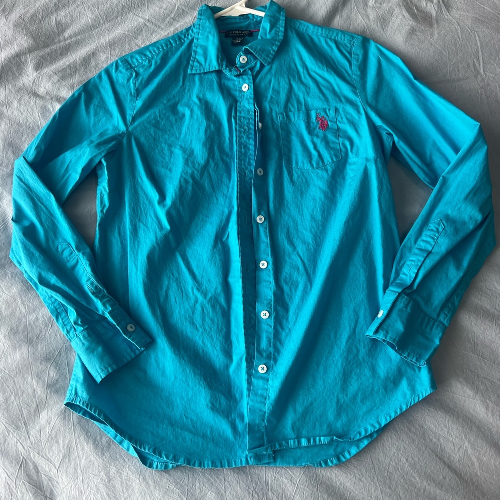 Bright Blue Button-Up Shirt